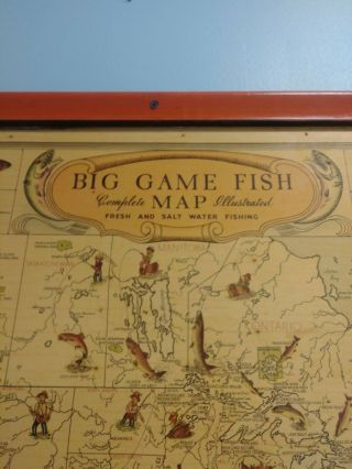 Big Game Fish Map Vintage Fishing Map Poster inside 37x35 2