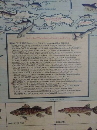 Big Game Fish Map Vintage Fishing Map Poster inside 37x35 4