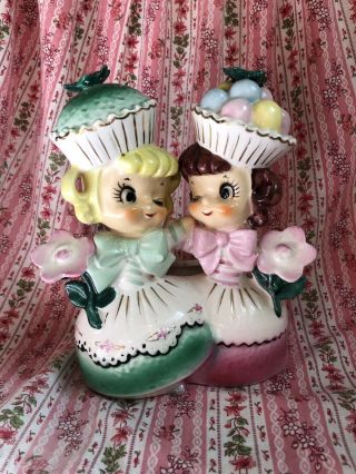 Vintage Enesco Sweet Shoppe Winking Cupcake Candy Girls Planter