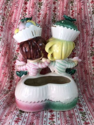 Vintage Enesco Sweet Shoppe winking cupcake candy girls planter 2