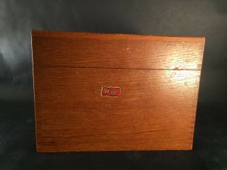 ANTIQUE WEIS DOVETAILED OAK LARGER CARD FILE BOX 8.  5 x 6.  5 x 4.  75 