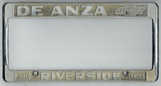 Rare Riverside California De Anza Chevrolet Vintage Gm License Plate Frame