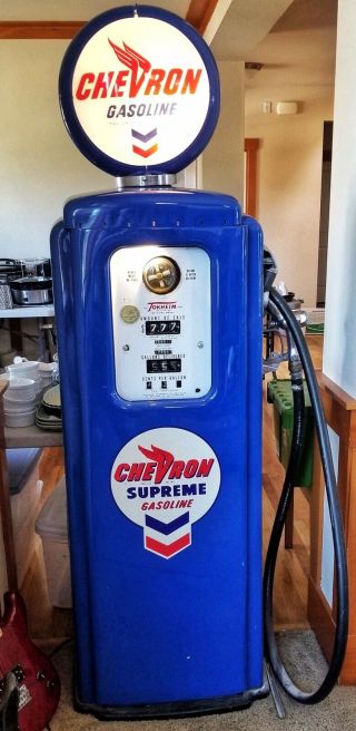 Vintage Tokheim Model 39 Gas Pump Partially Restored Chevron Memorabilia