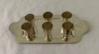 Mexican Handmade Sterling Silver Serving Tray & Six (6) Shot Glasses 500 Grams 4