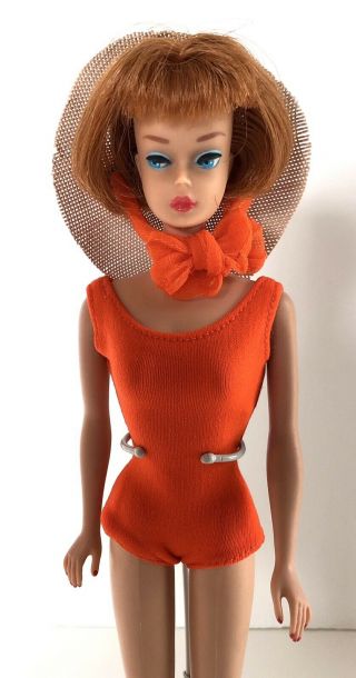 Vintage Titian American Girl Barbie Doll Wearing 1964 Fashion Pak In The Swim 2
