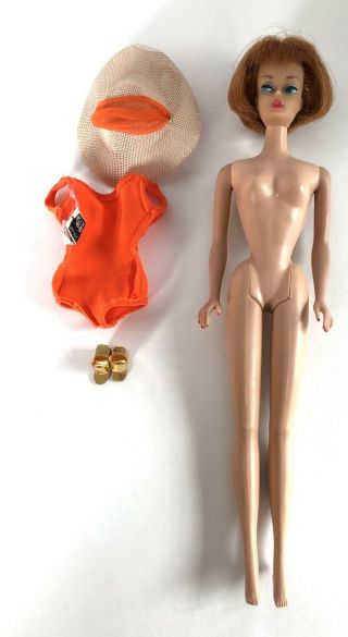 Vintage Titian American Girl Barbie Doll Wearing 1964 Fashion Pak In The Swim 7