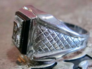 VINTAGE MCM ART DECO EARLY VARGAS MANS MENS STERLING SILVER 925 INITIAL R RING 5