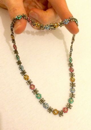 Fantastic 1920s Silver,  Coloured Stone & Marcasite Choker Necklace: Flapper 8