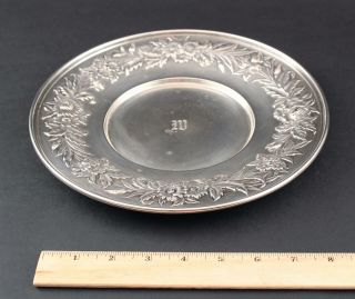 S.  Kirk & Son Repousse Hand - Chased Floral 10 " Sterling Silver Sandwich Plate,  Nr