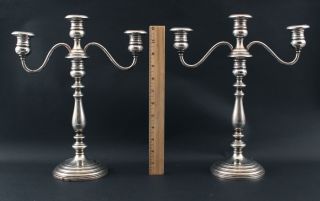 Pair Large Antique GORHAM Sterling Silver 3 - Light Candelabras Candlesticks,  NR 2