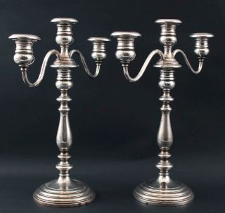 Pair Large Antique GORHAM Sterling Silver 3 - Light Candelabras Candlesticks,  NR 7