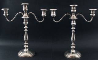 Pair Large Antique GORHAM Sterling Silver 3 - Light Candelabras Candlesticks,  NR 8