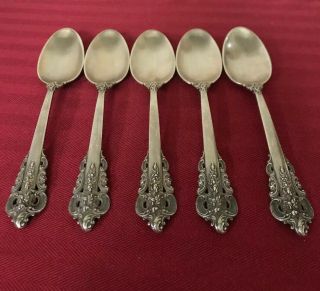 Wallace Grande Baroque Sterling Silver Flatware Dinner Spoons Set 5