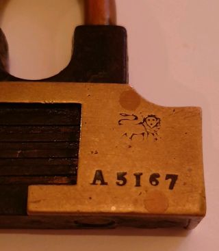 Extremely rare vintage/antique Dreadnought padlock lock A5167 5167 Walsall 1900? 8