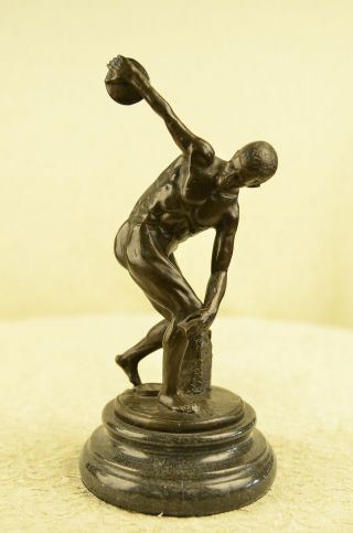 Vintage,  Cast Bronze Figure Of A Discus Thrower,  Old Grecian Style Approx 10 "