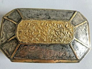 Antique Silver And Gold Casket - Indonesian or South East Asian Tobacco Box 2