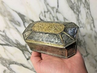 Antique Silver And Gold Casket - Indonesian or South East Asian Tobacco Box 9