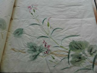 Orig Japanese Hand - Painted Manuscript Book Album of FLOWER Kimono Designs 19thc 3