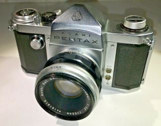 A Rare Vintage Pentax Ap Slr For 35mm Film With Takumar 55mm F2.  2 & Case,  1950s