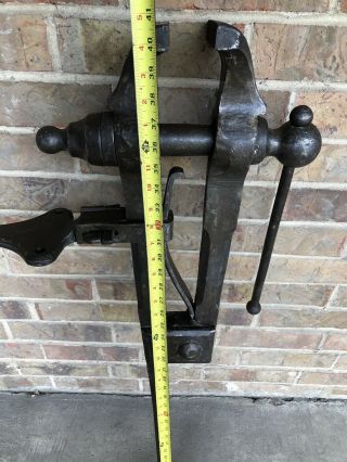 Vintage Blacksmith Vise 4 - 1/2” Jaws 41” Tall Anvil Forge Post Leg Vise Trenton 10