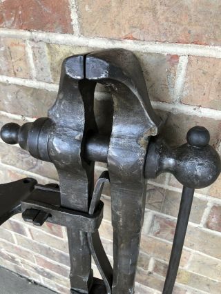 Vintage Blacksmith Vise 4 - 1/2” Jaws 41” Tall Anvil Forge Post Leg Vise Trenton 3