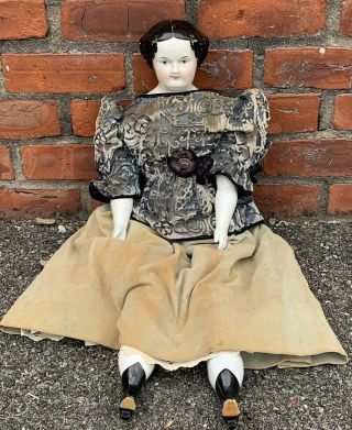 Circa 1860’s Civil War Era China Head Doll.  28” Long.  Clothes??