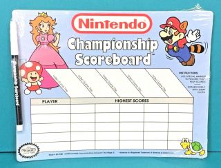 Nintendo Championship Scoreboard Mario Dry Erase Marker Board Vintage 1990