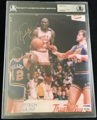 Michael Jordan Full Name Vintage Early Autographed Signed Photo Beckett Bas 8x10