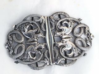 Late Victorian Scottish Solid Silver Buckle With Serpents,  Edinburgh 1900
