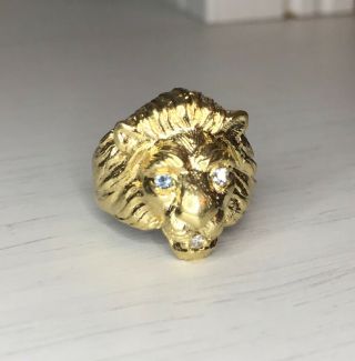 Vintage 14k Gold Lion Ring,  Size 9,