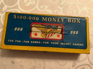 Vintage Ohio Art Tin Litho Patriotic $100,  000 Money Box