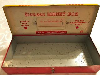 Vintage Ohio Art Tin Litho Patriotic $100,  000 Money Box 5