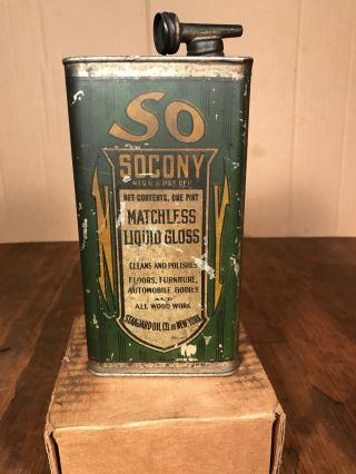Vintage Antique Rare Standard Oil Socony Oil Can