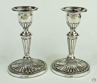 Victorian Pair Sterling Silver Candlesticks Sheffield 1897 Jenkins & Timm