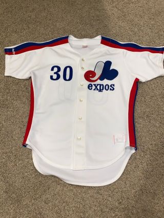 Vintage Tim Raines Montreal Expos Rawlings Jersey Size 44 Stitched Rare Pro Cut