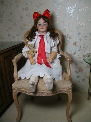 37 " Huge Antique Bisque Head German Doll S & H Santa 1249