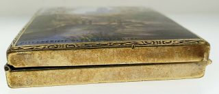 Antique Scottish Hand Painted Guilloche Enamel Sterling Nature Scene Compact Box 6