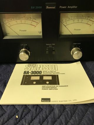 Vintage Sansui BA - 3000 Power Amplifier - 2