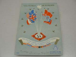 Wwii 2nd Tactical Air Force Raf Victory In Europe Card Coningham Ww2 Ve Day 1945