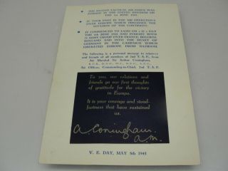 WWII 2ND TACTICAL AIR FORCE RAF VICTORY IN EUROPE CARD CONINGHAM WW2 VE DAY 1945 2