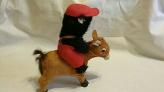Vintage Rare 1950 ' s Japan Wind Up Tin Toy Bear Riding Pony Horse 3