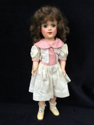 GORGEOUS 1940s - 50s VINTAGE HARD PLASTIC SIGNED MARY HOYER BRUNETTE DOLL 14 