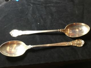 Gorham Chantilly Pair Huge Sterling Silver Stuffing Spoons 12.  25” 345 Gm No Mono
