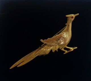 Vintage C.  1969 Pheasant Brooch 9ct Yellow Gold - 60 Mm By 24 Mm - 5.  7 Grams