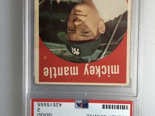 1959 Topps Mickey Mantle 10 PSA 2 Good Vintage Baseball Card HOF 3