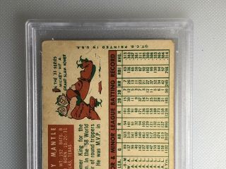 1959 Topps Mickey Mantle 10 PSA 2 Good Vintage Baseball Card HOF 5