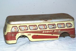 Vintage Woodhaven Robot Bus 300 Tin Metal Wind Up