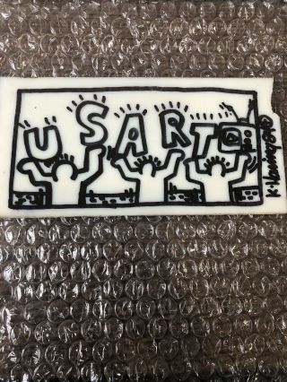 Rare Authentic Keith Haring 6 " Painted Nyc Subway Tile " Us Art " 1984
