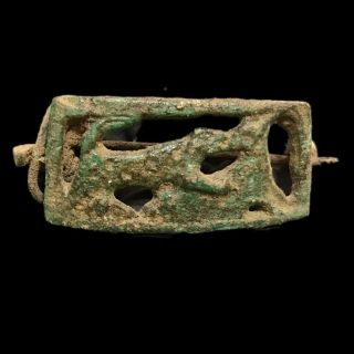 Large Roman Ancient Bronze Animal Hunt Fibula Brooch - 200 - 400 Ad (2)