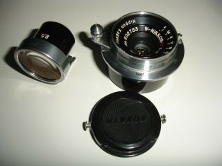 Nikon Nikkor 25mm Vintage Camera Lense No.  502783 Plus Viewfinder